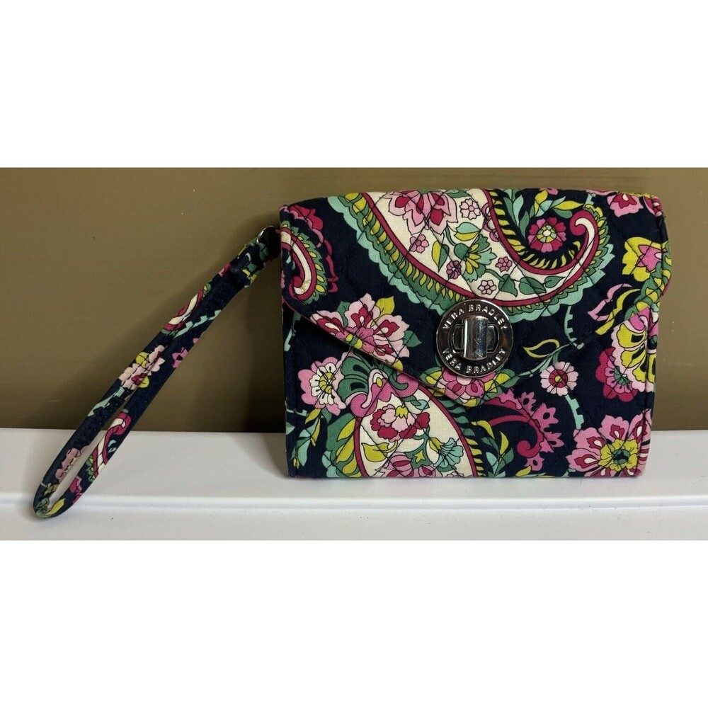 Vera Bradley Turn lock Wristlet Wallet  In PETA Paisley Retired Pattern